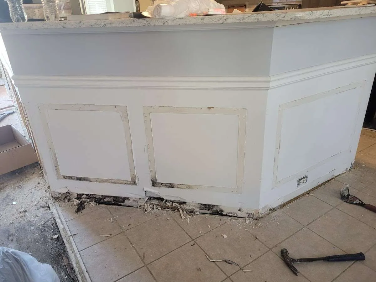 Water damage and mold on kitchen during Storm Damage Restoration in Lincoln Park